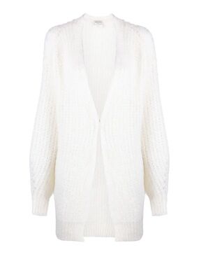 Forte forte White Open-Fron Knit Women's Sweater Cardigan
